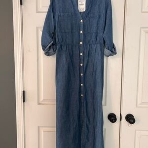 Zara Denim Button-Down Maxi Dress